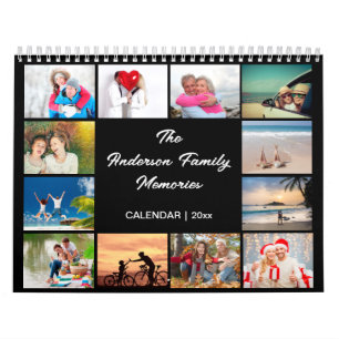 Calendario fotográfico familiar, calendario negro 