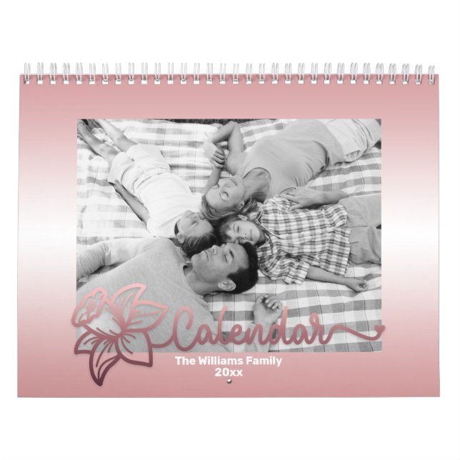 Calendario fotográfico familiar, Flor editable de  (Tapa)
