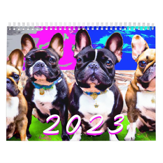 Calendario fotográfico francés de Bulldog lindo (Tapa)