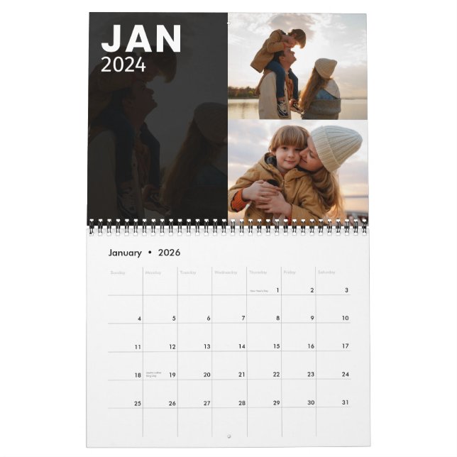 Calendario fotográfico moderno de la familia gris  (Jan 2026)