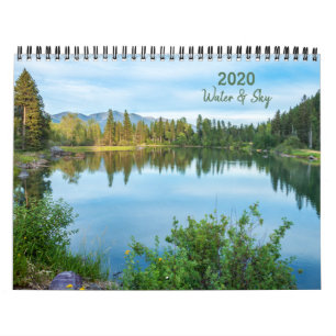 Calendario fotográfico panorámico de agua y cielo