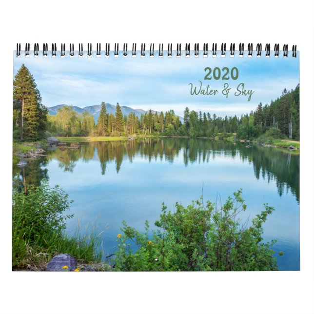 Calendario fotográfico panorámico de agua y cielo (Tapa)