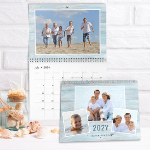 Calendario Fotos de Rustic Beach Wood Family 2024