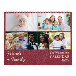 Calendario Fotos del Personalizado Rojo Cranberry de familia 