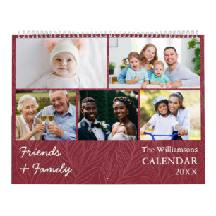 Calendario Fotos del Personalizado Rojo Cranberry de familia 