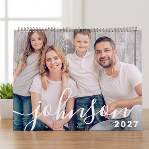 Calendario Fotos familiares con letra moderna simple y divert
