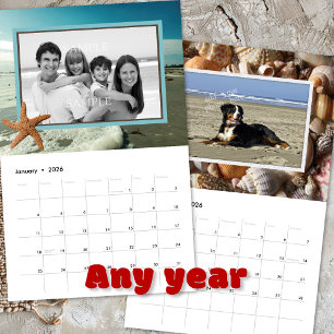 Calendario Fotos Familiares Vida de Playa Océano Conchas Mari
