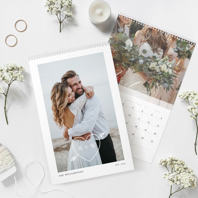 Calendario Fotos mínimas de Bodas de parejas modernas (Minimal Modern Couple Wedding Photos Keepsake Calendar)