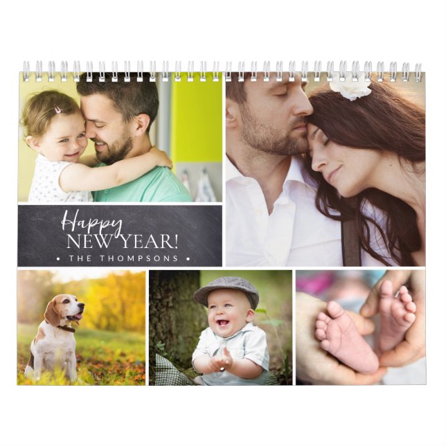 Calendario Fotos Múltiples Personalizadas Mensuales Feliz Año (Tapa)