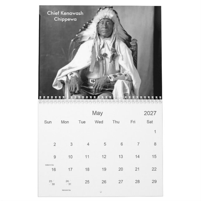 Calendario Fotos nativas estadounidenses, indios estadouniden (May 2027)
