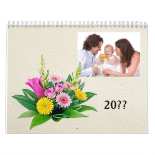 Calendario Fotos personales con marco pequeño y flores