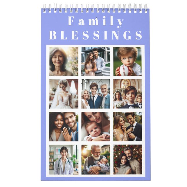 Calendario Fotos personalizadas de bendiciones familiares dur (Tapa)