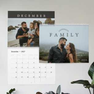Calendario Fotos Simples y Modernas de Familia Minimalista