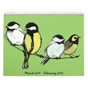 Calendario fourcalling-pájaros, marzo de 2011-febrero de 2012