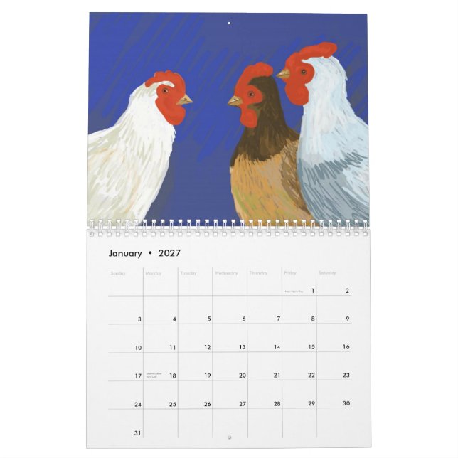 Calendario fourcalling-pájaros, marzo de 2011-febrero de 2012 (Jan 2027)