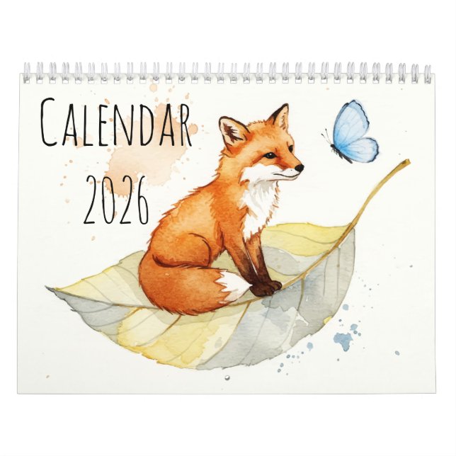 Calendario Fox and a butterfly  Calendar (Tapa)