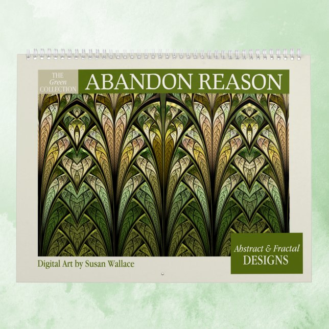 Calendario Fractales de resumen de colección verde 2026 (Subido por el creador)