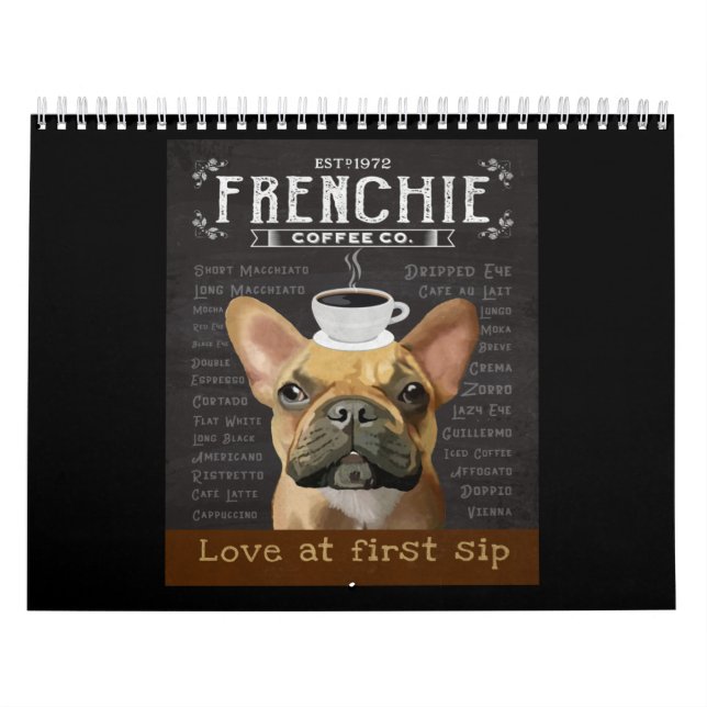 Calendario French Bulldog Coffee (Tapa)