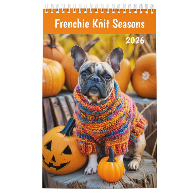 Calendario Frenchie Knit Seasons - 2026 Cozy Dog Calendar (Tapa)