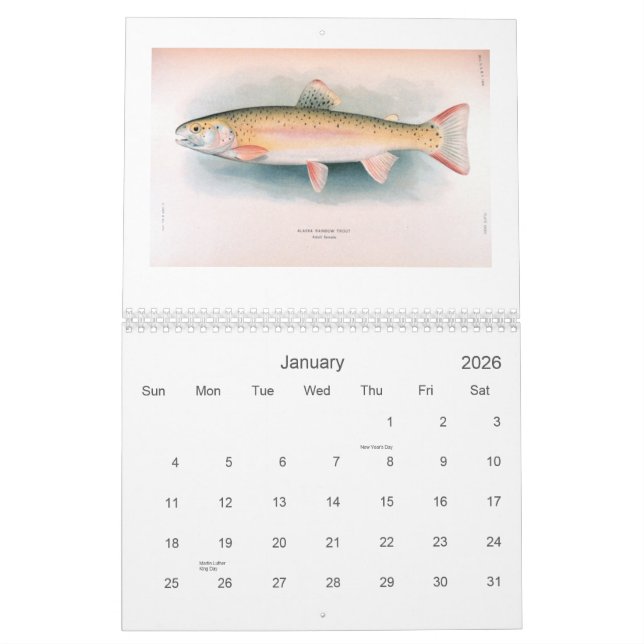 Calendario fresco y de los peces de agua salada (Jan 2026)