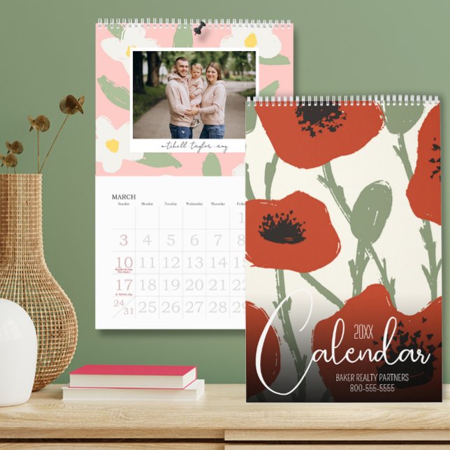 Calendario Frontera floral de fotos familiares de 2024 (Available in 3 sizes, favorite photos printed in vibrant color on sturdy paper  )