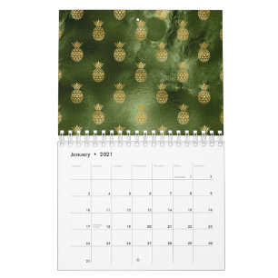 Calendario Fruta tropical de piña verde jungla