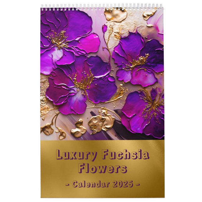 Calendario Fuchsia Floral 2025 de lujo (Tapa)