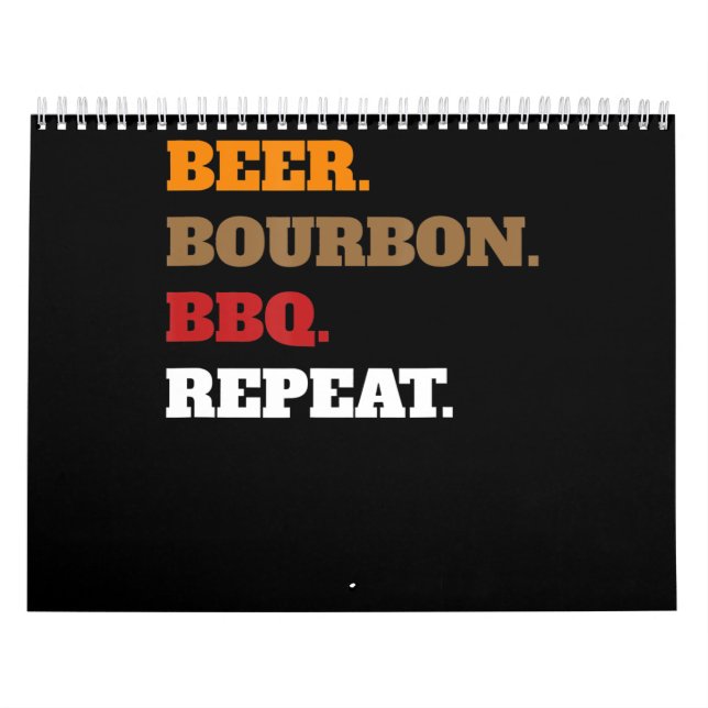Calendario Fun Beer Bourbon Bbq Repetir Hombres Mujeres Noved (Tapa)