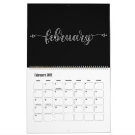 Calendario Funky moderno en blanco y negro