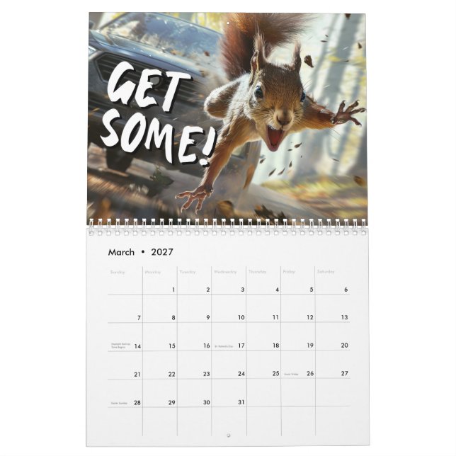 Calendario Funny Action Squirrel Calendar 2025 "Get some" (Mar 2027)