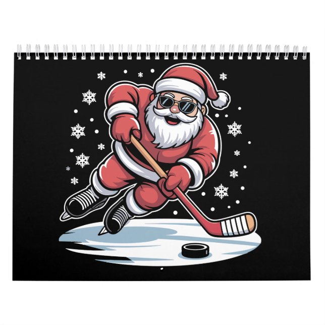 Calendario Funny Christmas Santa Playing Ice Hockey Xmas  (Tapa)