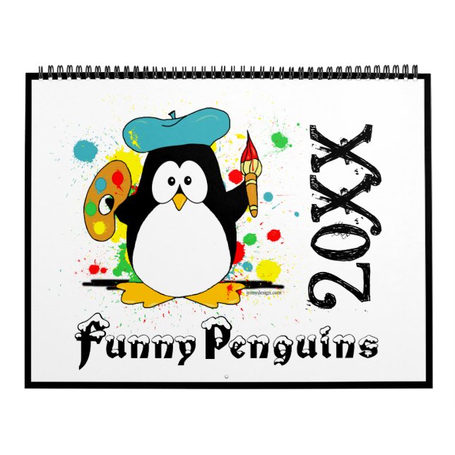 Calendario Funny Penguins Personalizado Art Large Calendar (Tapa)
