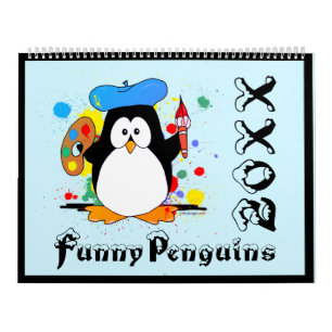 Calendario Funny Pingüinos Personalizado Diversión Colores 