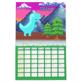 Calendario Funny Pixel Gamer Pixelated- Dinosaur Illustration