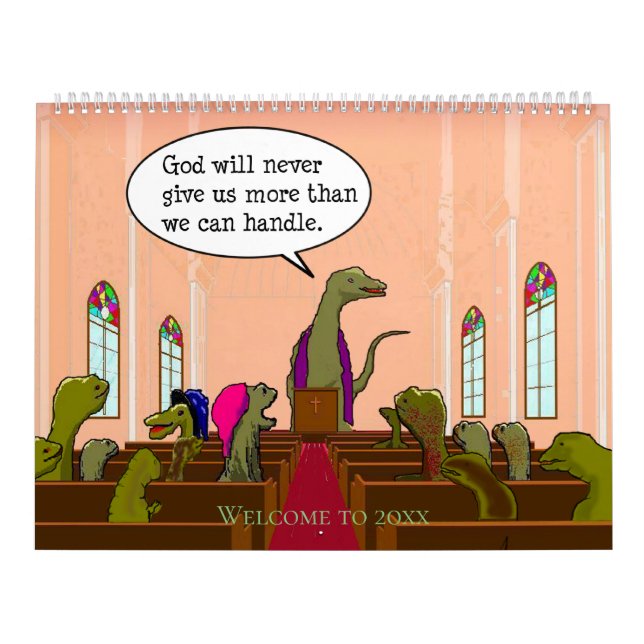 Calendario Funny Satire Dinosaur Cartoons Parody Humans (Tapa)