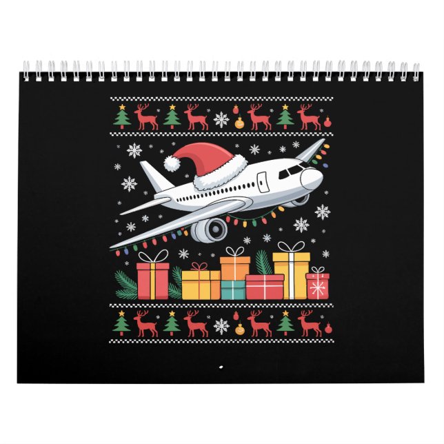 Calendario Funny Xmas Lighting Tree Santa Ugly Airplane  (Tapa)