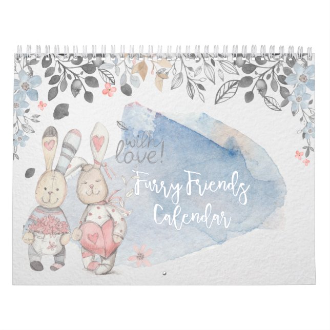 Calendario Furry Friends Watercolor Rabbit Calendar (Tapa)