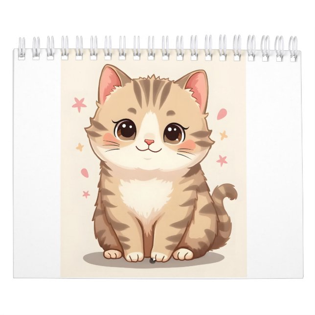 Calendario Gato brillante: Kawaii dulce arte gatito para cual (Tapa)
