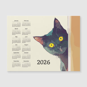 Calendario Gato Furtivo 2026 Tarjeta Magnética