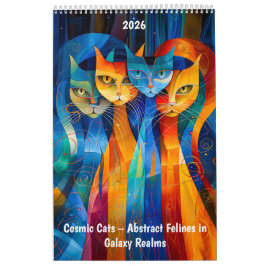 Calendario Gatos Cósmicos – Felinos Abstractos en Reinos Galá