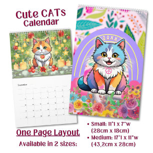 Calendario Gatos de dibujos animados Kawaii lindos y adorable