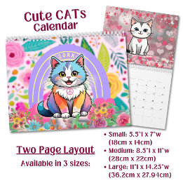 Calendario Gatos de dibujos animados lindos y acogedores pers