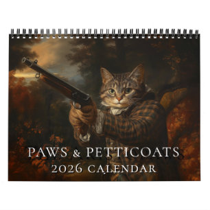 Calendario Gatos en viejos cuadros principales en el calendar