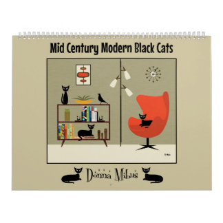 Calendario Gatos negros modernos de mediados de siglo