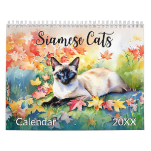 Calendario Gatos siameses hermosos Amante de las mascotas Acu