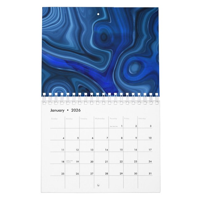 Calendario Geología Gemstone Única De Piedra Malaquita Azul (Jan 2026)