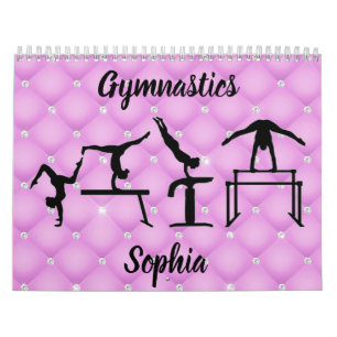 Calendario Gimnasia acolchada lila púrpura falsa rinestone