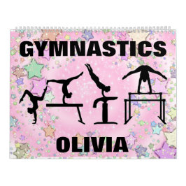 Calendario Gimnasia Pink Sparkle Swirls y Estrellas