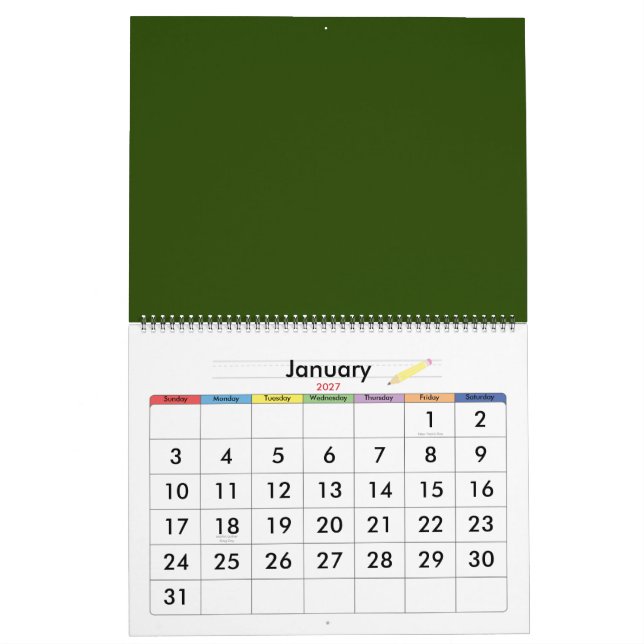 Calendario Girasol (Jan 2027)