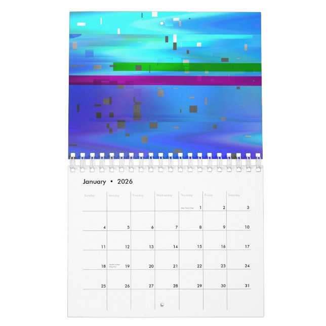 Calendario Glitch Art Pixels Vaporwave Aesthetic Analog Fault (Jan 2026)